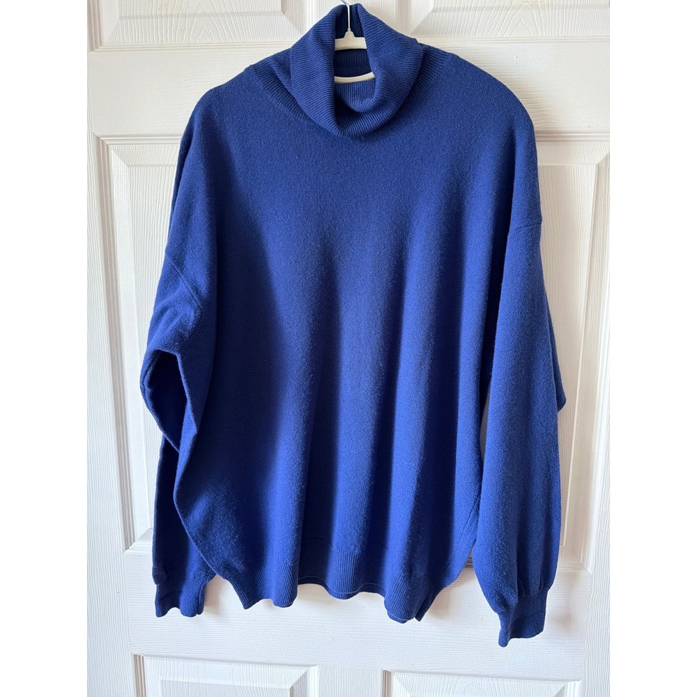 United Colors of Benetton Vintage Turtleneck Women 2X Cobalt Blue Wool Italy